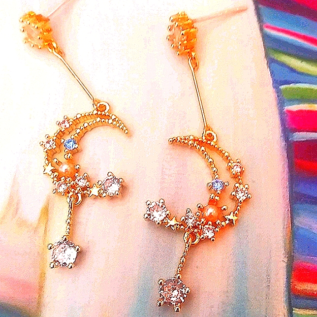 HostpickCrystal Moon Drop Earrings